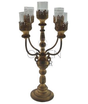 CANDELABRO ANTICATO VETRI RUSTY