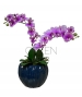 VASO TONDO BLU CON ORCHIDEA LILLA